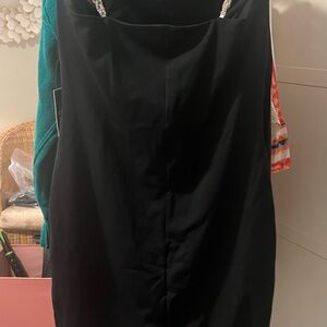 Forever 21 Black Dress scoop Neck crystal look straps